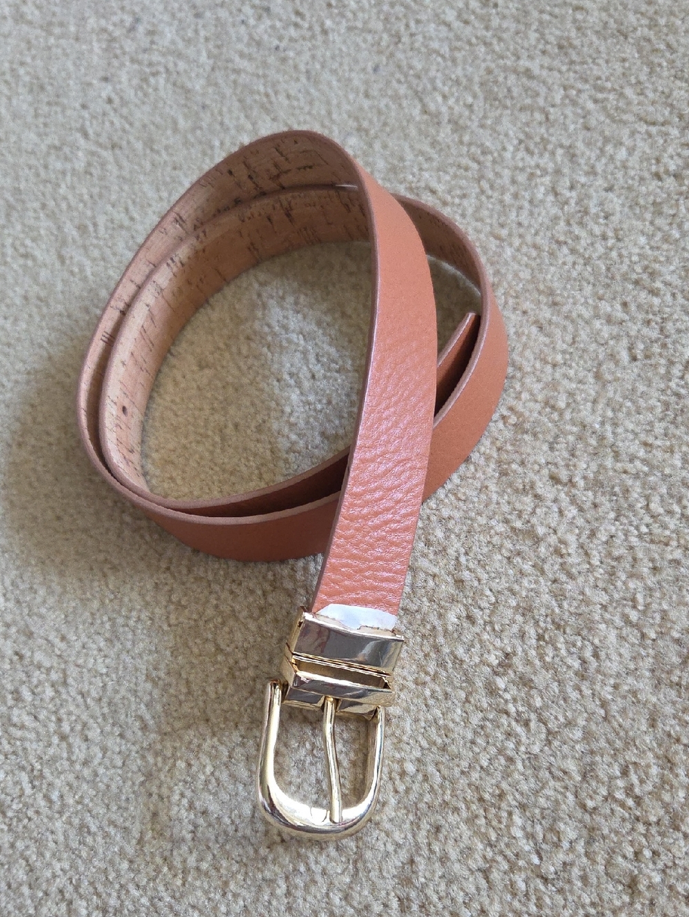 J.Crew Tan Leather Belt Gold Buckle 1” Wide Size L  Classic Capsule Minimalist